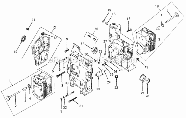 Crankcase Diagram and Parts List for 1882 800000-821059, 140-721-100, 141-721-100 Cub Cadet Lawn Tractor